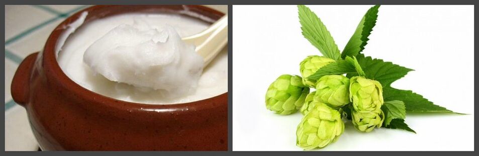 Hops and pork fat for making a medicated ointment for osteochondrosis